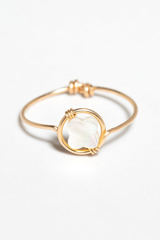 Bague swan étoile - nacre 幸運星珍珠母貝戒指