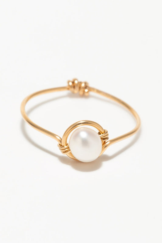 Bague Swan -  perle de culture 小月亮珍珠戒指
