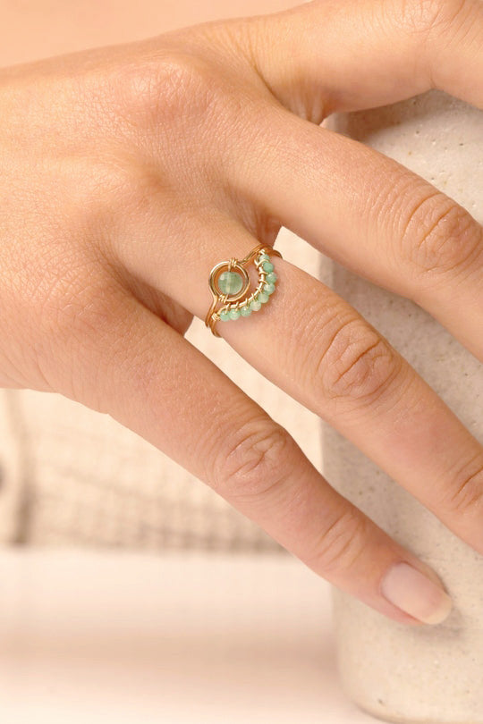Bague Swan - aventurine 小月亮綠東陵戒指