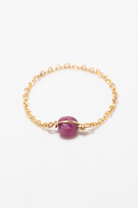 Bague chaînette Stella - Rubis 恆星紅寶石鍊戒