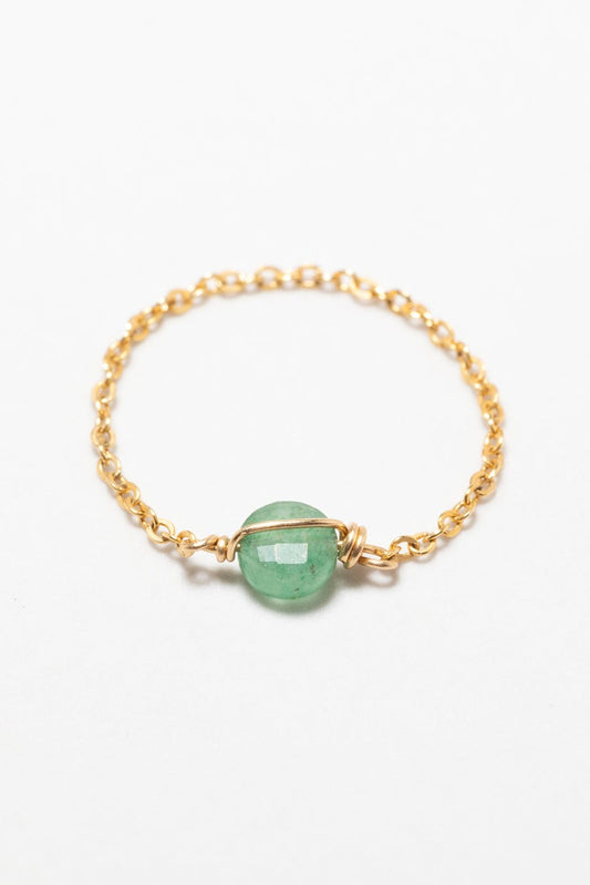 Bague chaînette Stella - Aventurine 恆星綠東陵鍊戒