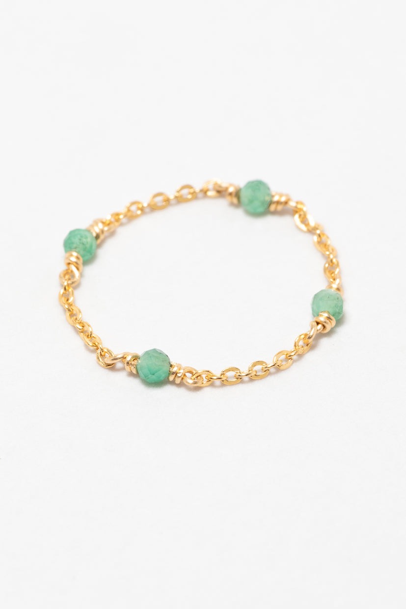 Bague chaînette Satellite - Émeraude 銀河祖母綠鍊戒