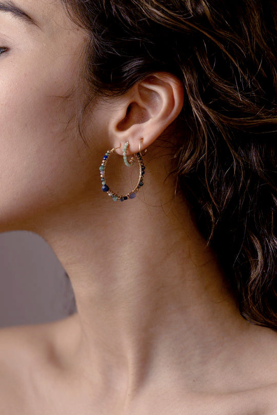 Grandes créoles Vénus - 維納斯女神耳環-藍寶石