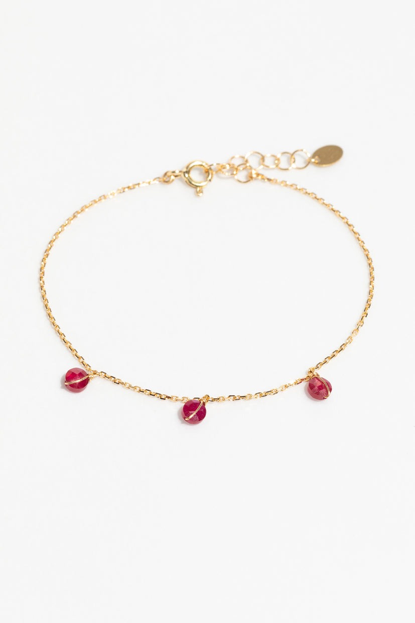 Bracelet chaîne pampille Sofia - 18K金 紅寶石手鍊