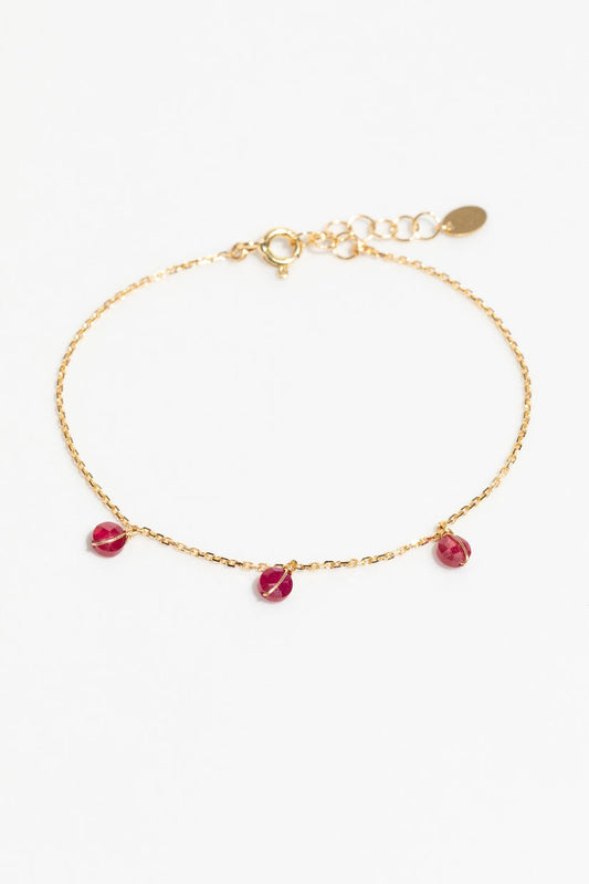 Bracelet chaîne pampille Sofia - 18K金 紅寶石手鍊