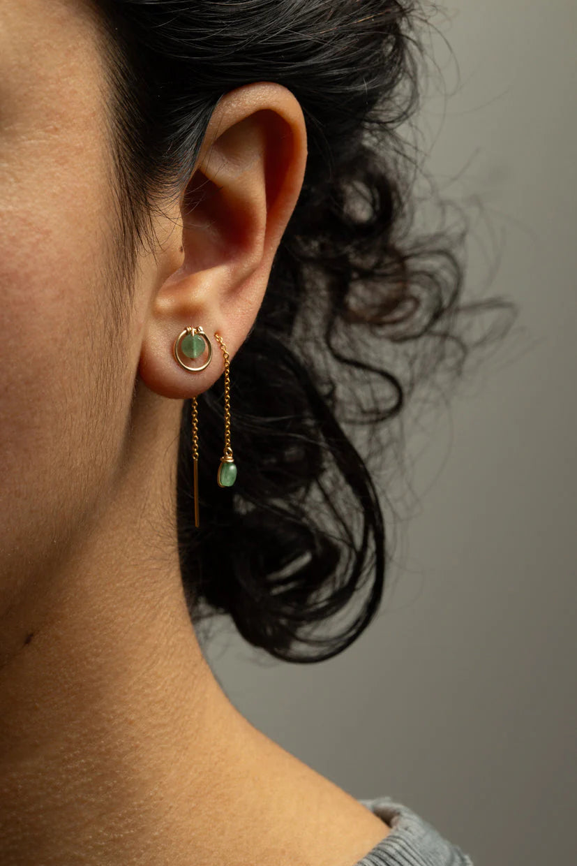 Bijou d'oreille Stella multi - 恆星綠東陵耳線(單)