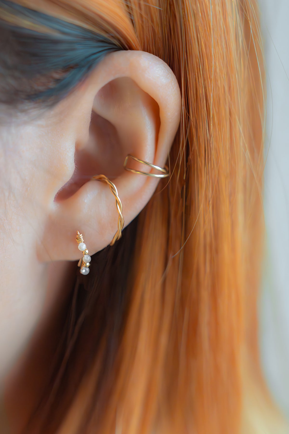 Faux piercing croisé Essentiel - 經典素金交叉耳骨扣