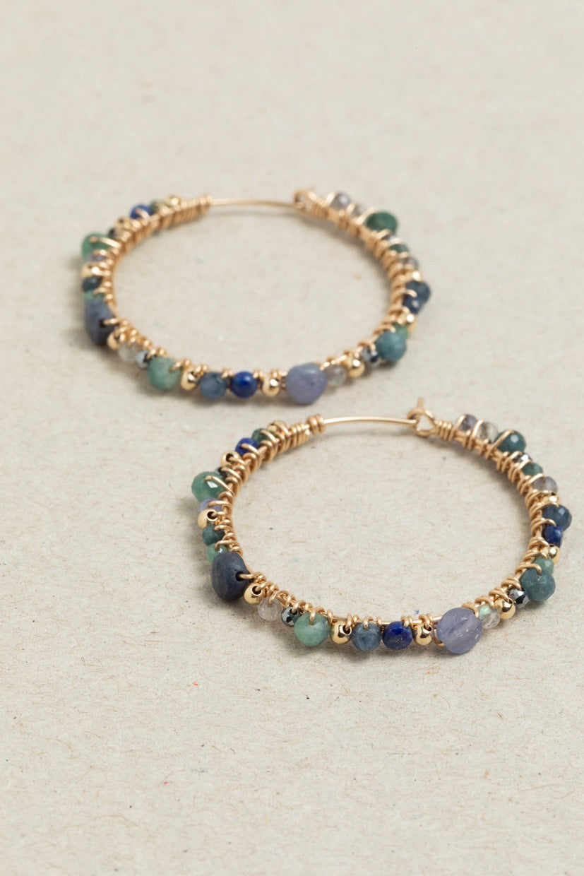 Grandes créoles Vénus - 維納斯女神耳環-藍寶石