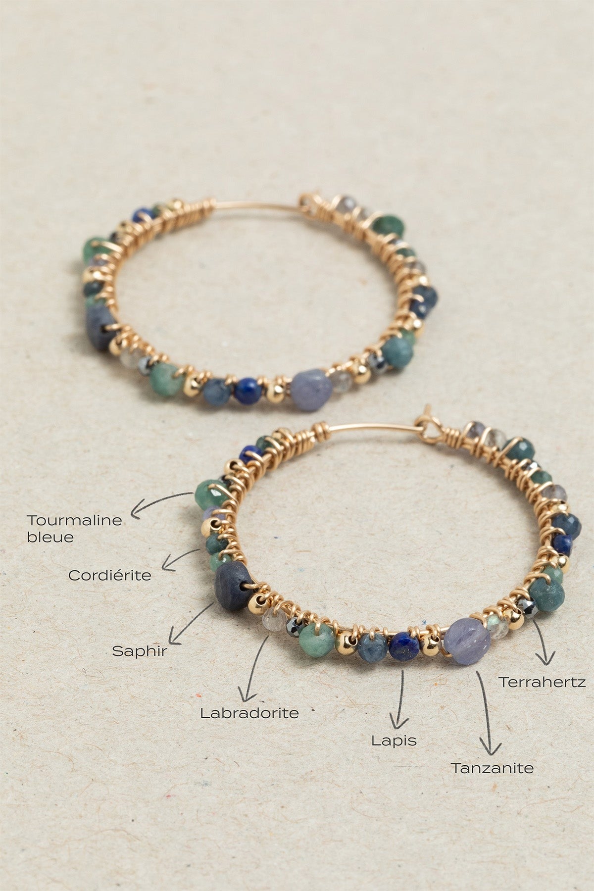 Grandes créoles Vénus - 維納斯女神耳環-藍寶石