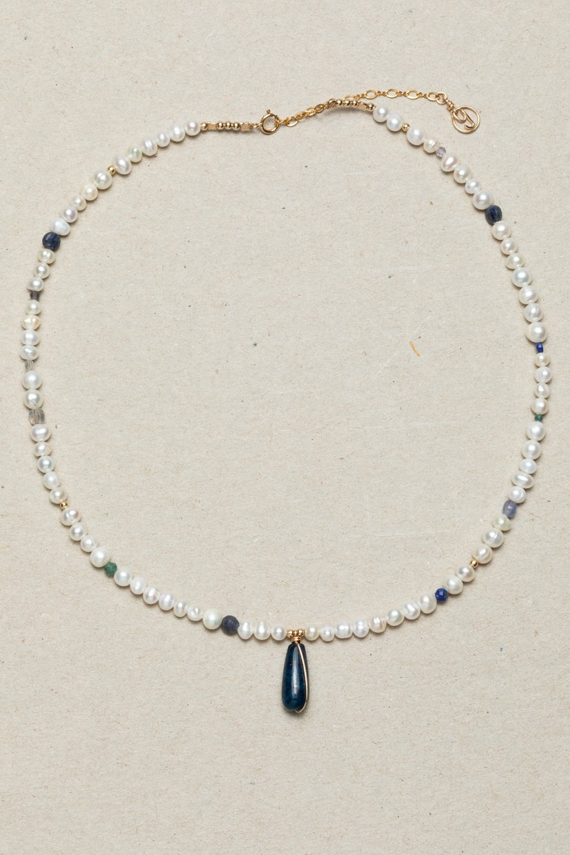 Collier Joumana - Azur 藍色磷灰石珍珠項鍊
