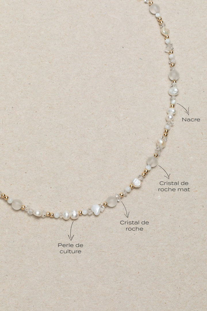 Collier Vénus - Neige éternelle 維納斯雪白珍珠水晶項鍊