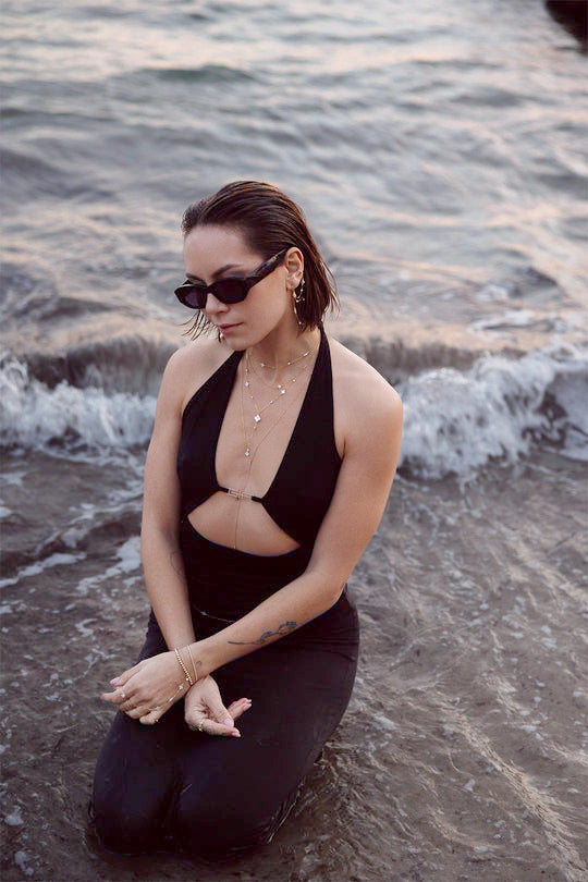 Collier long cravate Swan - Nacre 幸運星母貝Y字長項鍊