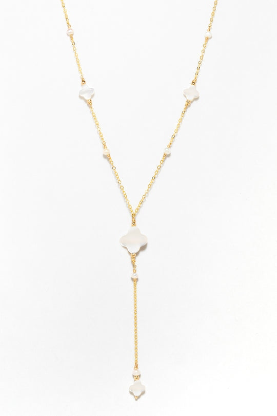 Collier long cravate Swan - Nacre 幸運星母貝Y字長項鍊
