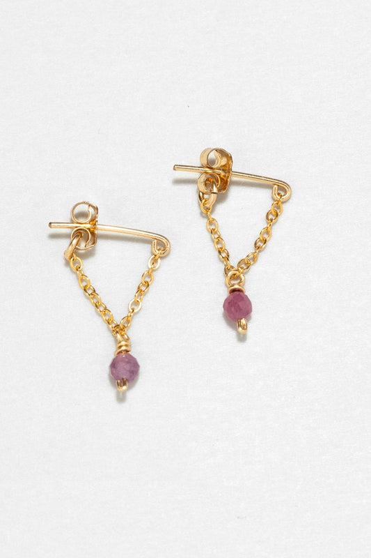 Boucles d'oreilles chaînette Anna - Anna紅寶鍊條耳環