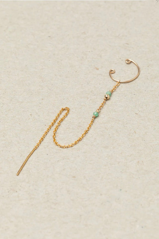 Bijou d'oreille chaînette Céleste - Émeraude 星光祖母綠耳扣環(單支)