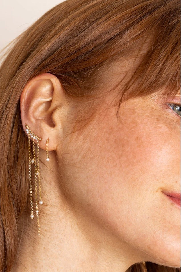 Boucles d'oreilles chaînette Anna - Anna珍珠鍊條耳環