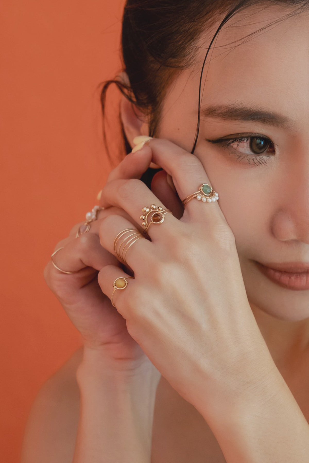 Bague Swan - aventurine 小月亮綠東陵戒指