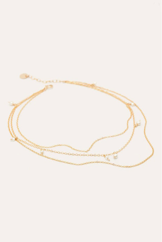 Chaîne cheville triple Faraya - Perles 法拉雅流蘇珍珠腳鏈