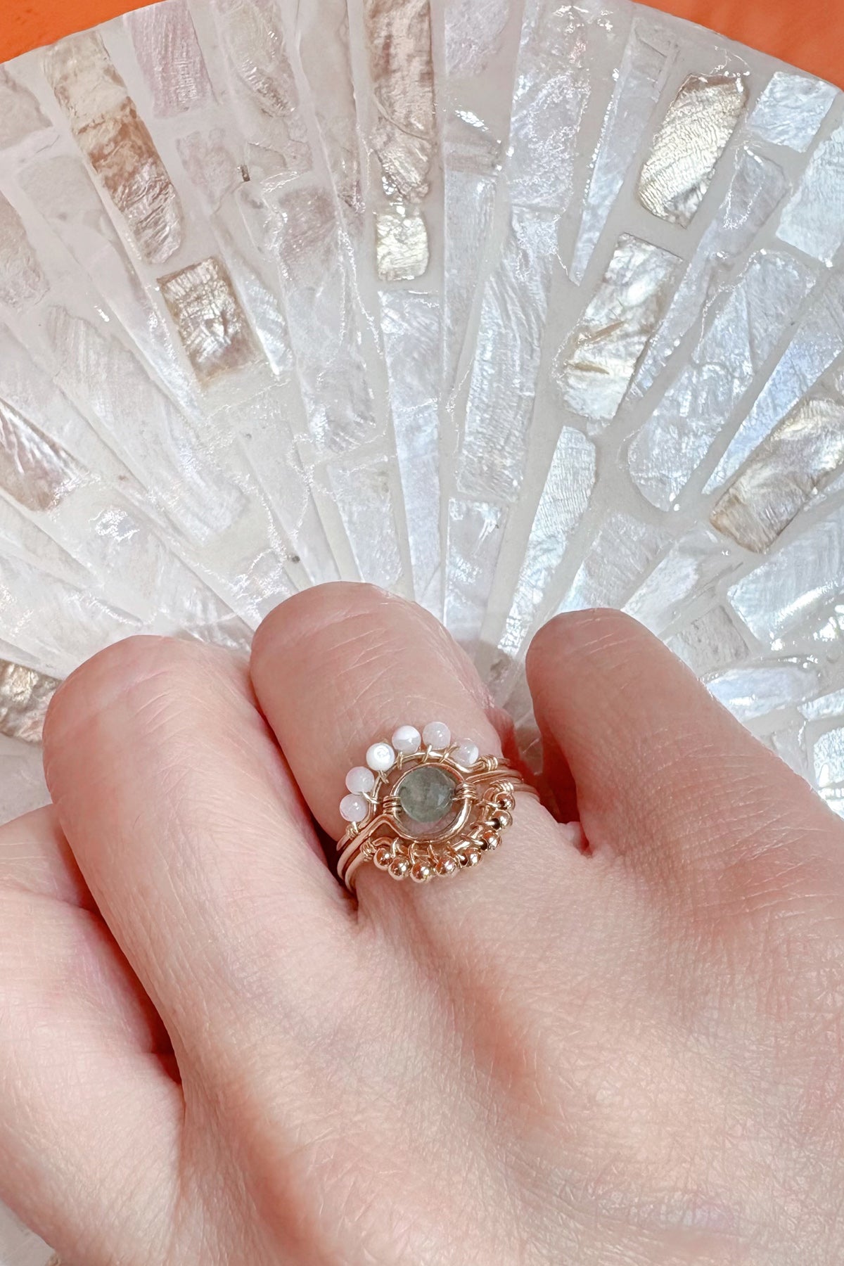 Bague Swan - aventurine 小月亮綠東陵戒指