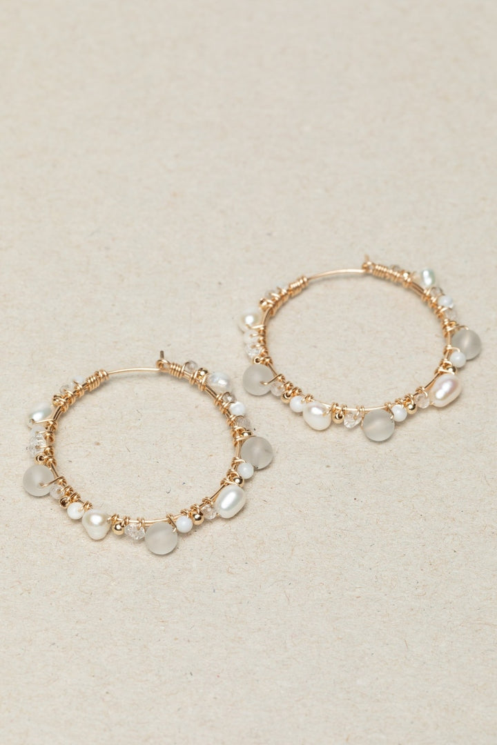 Grandes créoles Vénus - 維納斯女神耳環 絲綢白