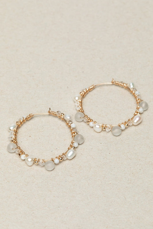 Grandes créoles Vénus - 維納斯女神耳環 絲綢白