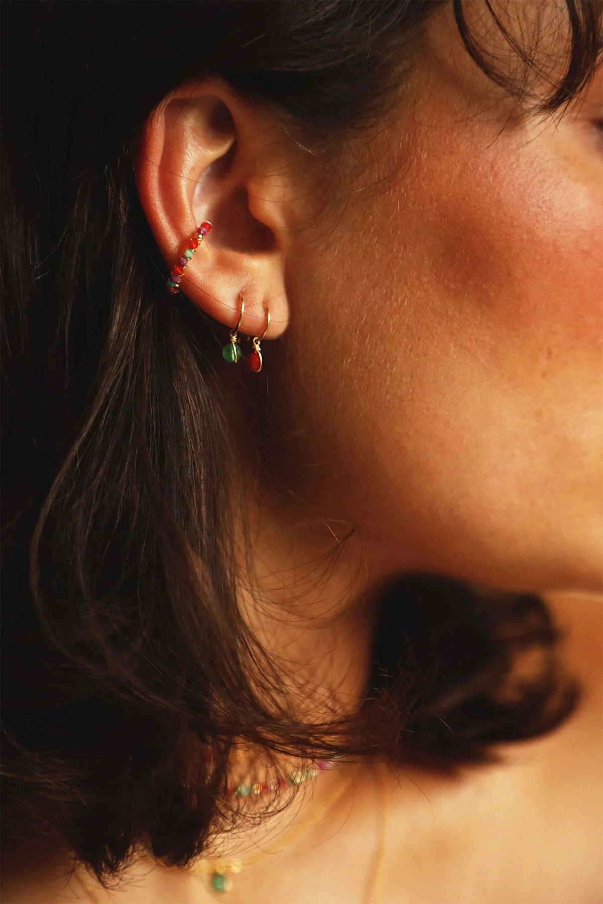 Mini créoles Stella - Aventurine 恆星綠東陵耳環