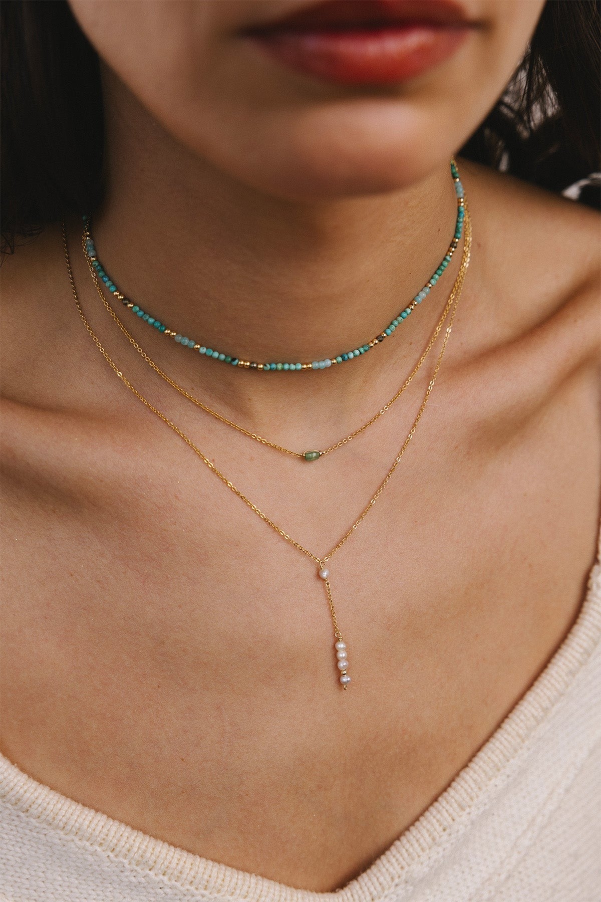 Coffret collier Queen + 1 grand Trésor 綠松石玫瑰項鍊/手鍊(一飾兩用)