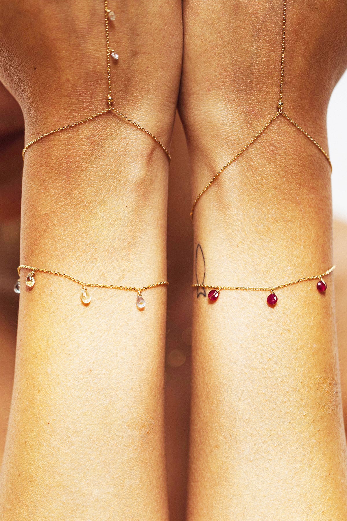 Bracelet chaîne pampille Sofia - 18K金 紅寶石手鍊