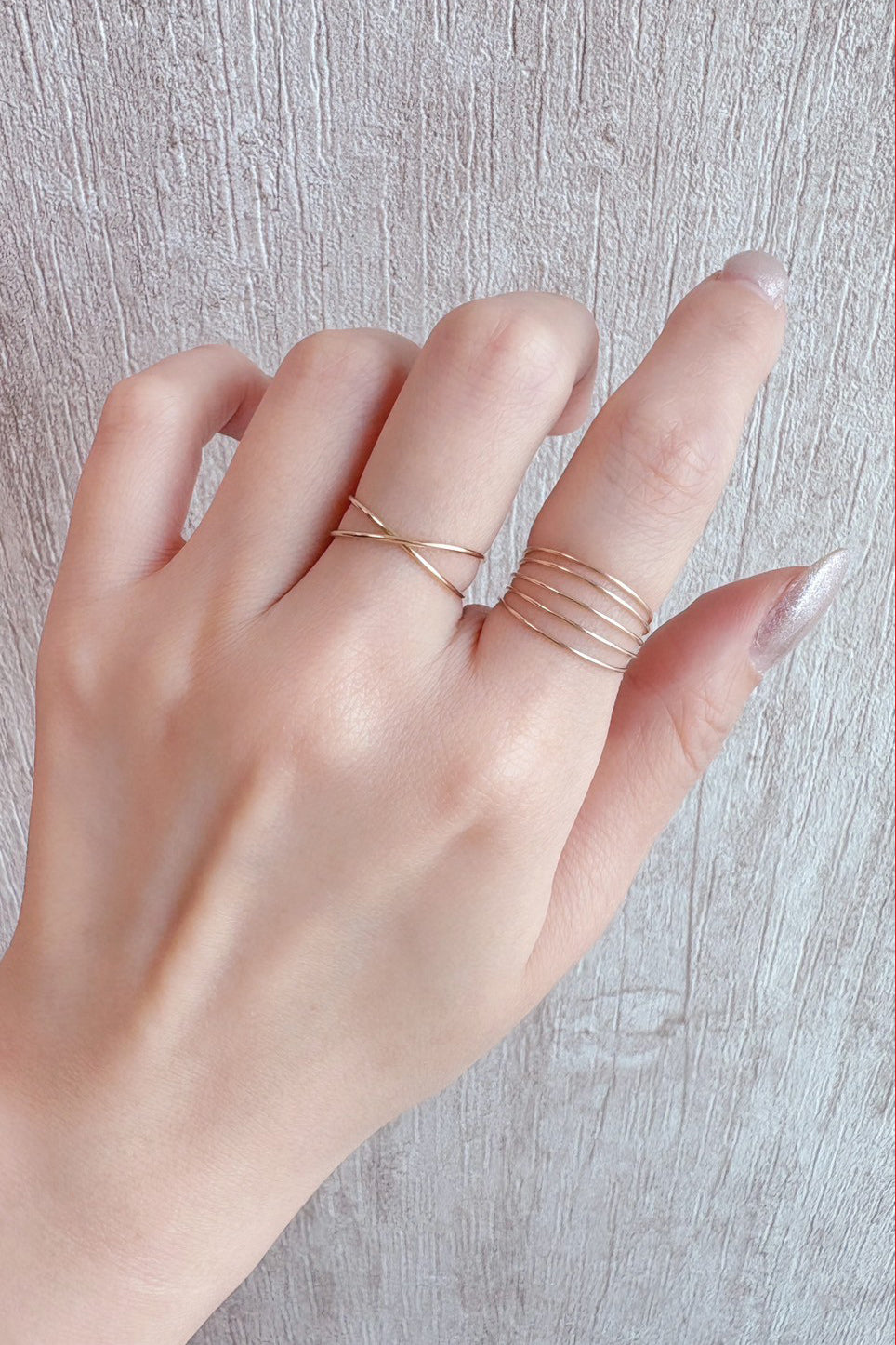 Bague multi rangs Essentiel - 經典素金多環戒指