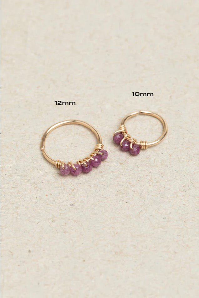 Piercing Diana - Rubis 18K金紅寶石耳圈