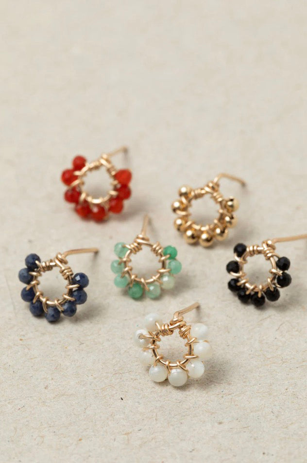 Puces Hélios - 太陽神金珠耳環