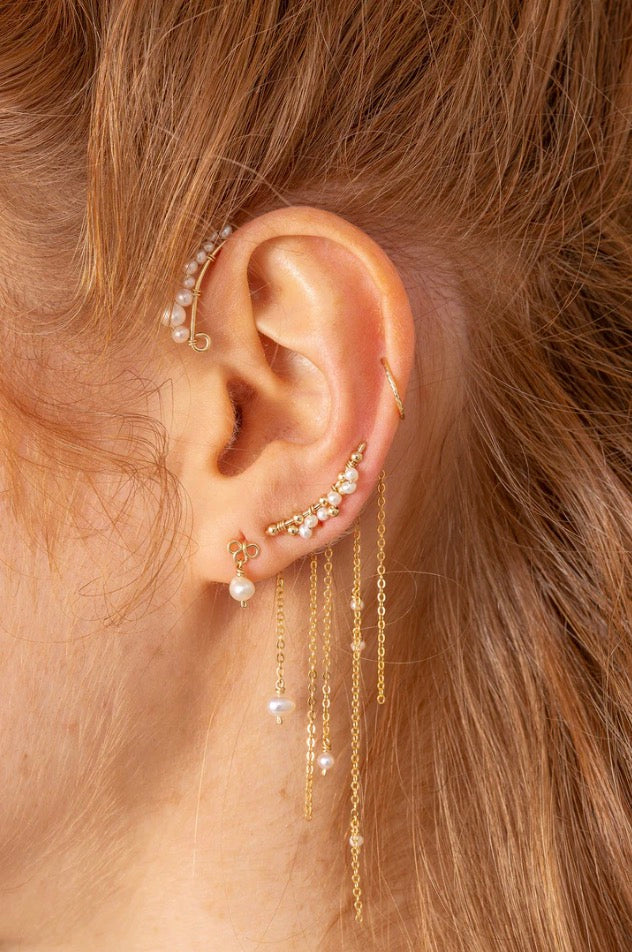 Puces Pétale - Perles 捧花珍珠耳環