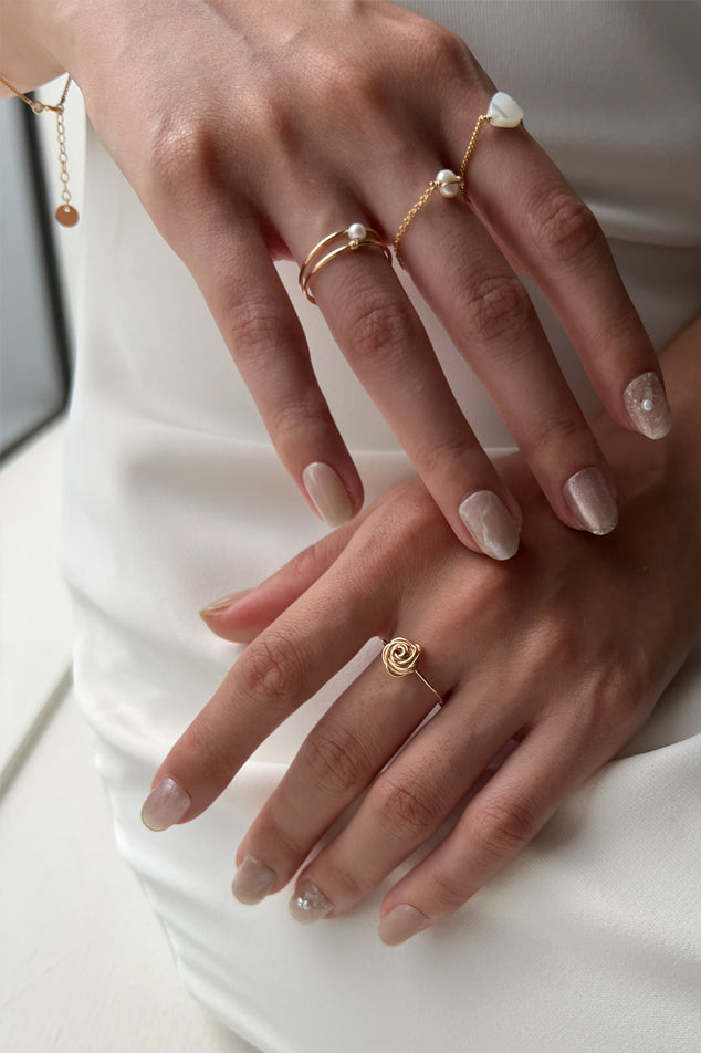 Bague double Essentiel - 雙線珍珠戒指