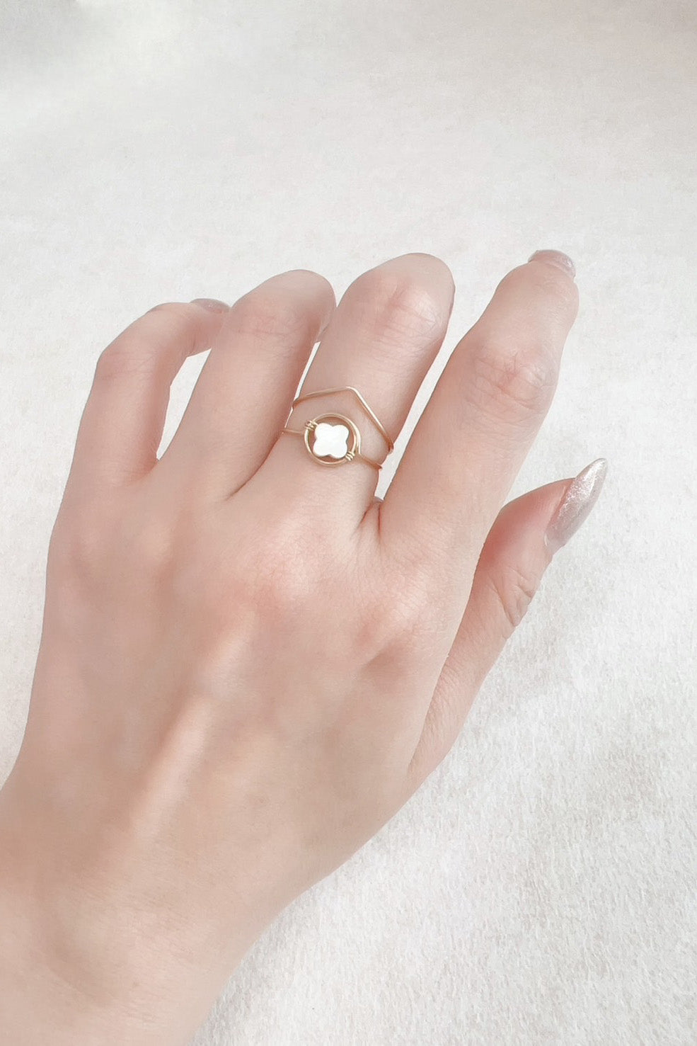 Bague swan étoile - nacre 幸運星珍珠母貝戒指