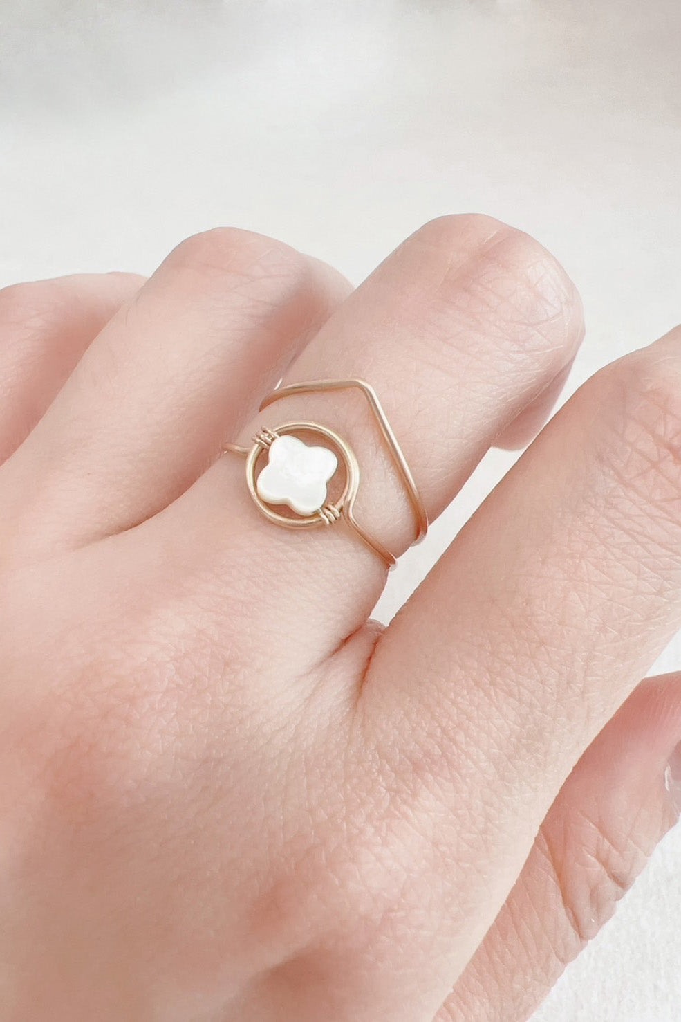 Bague swan étoile - nacre 幸運星珍珠母貝戒指