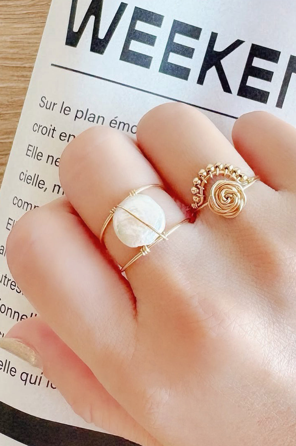 Bague Frida Perles -Frida孔雀金珠戒指