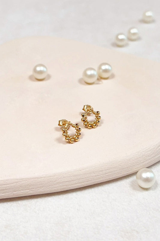 Puces Hélios - 太陽神金珠耳環