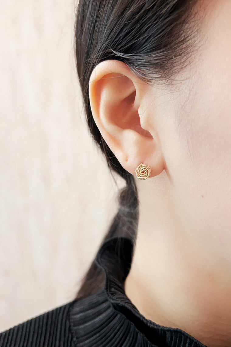 Puces Rosa - 18K心意玫瑰耳環