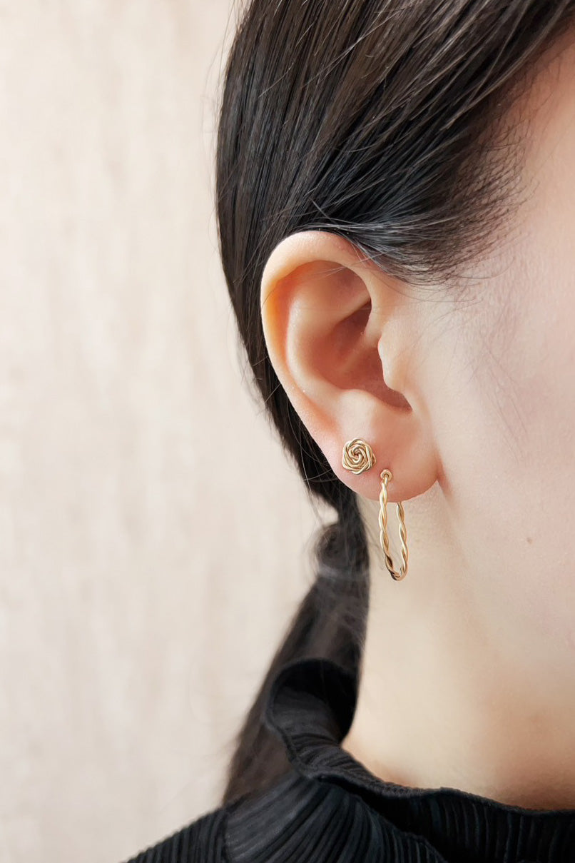 Puces Rosa - 18K心意玫瑰耳環