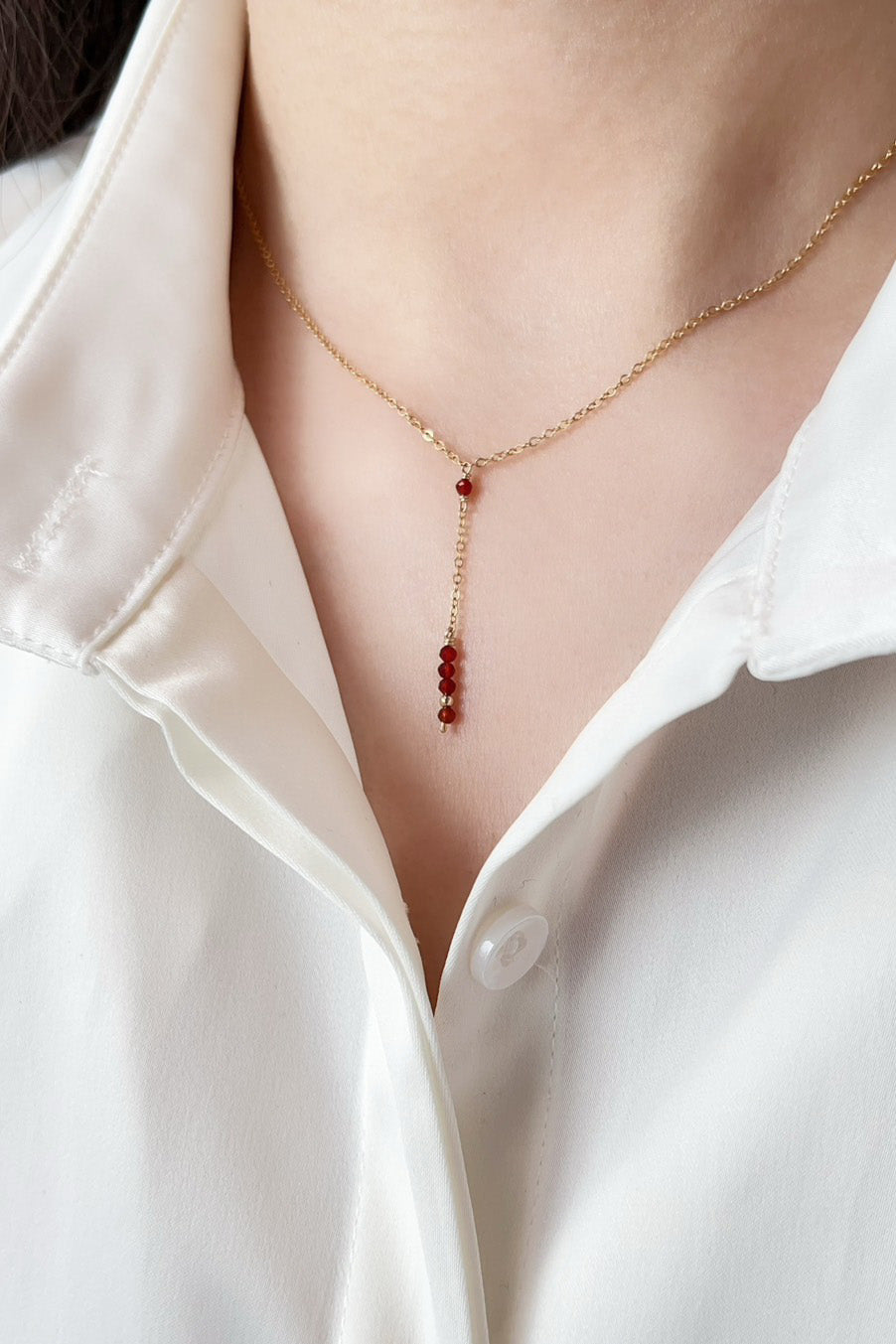 Collier long Théa - 希雅紅瑪瑙鎖骨細長鍊