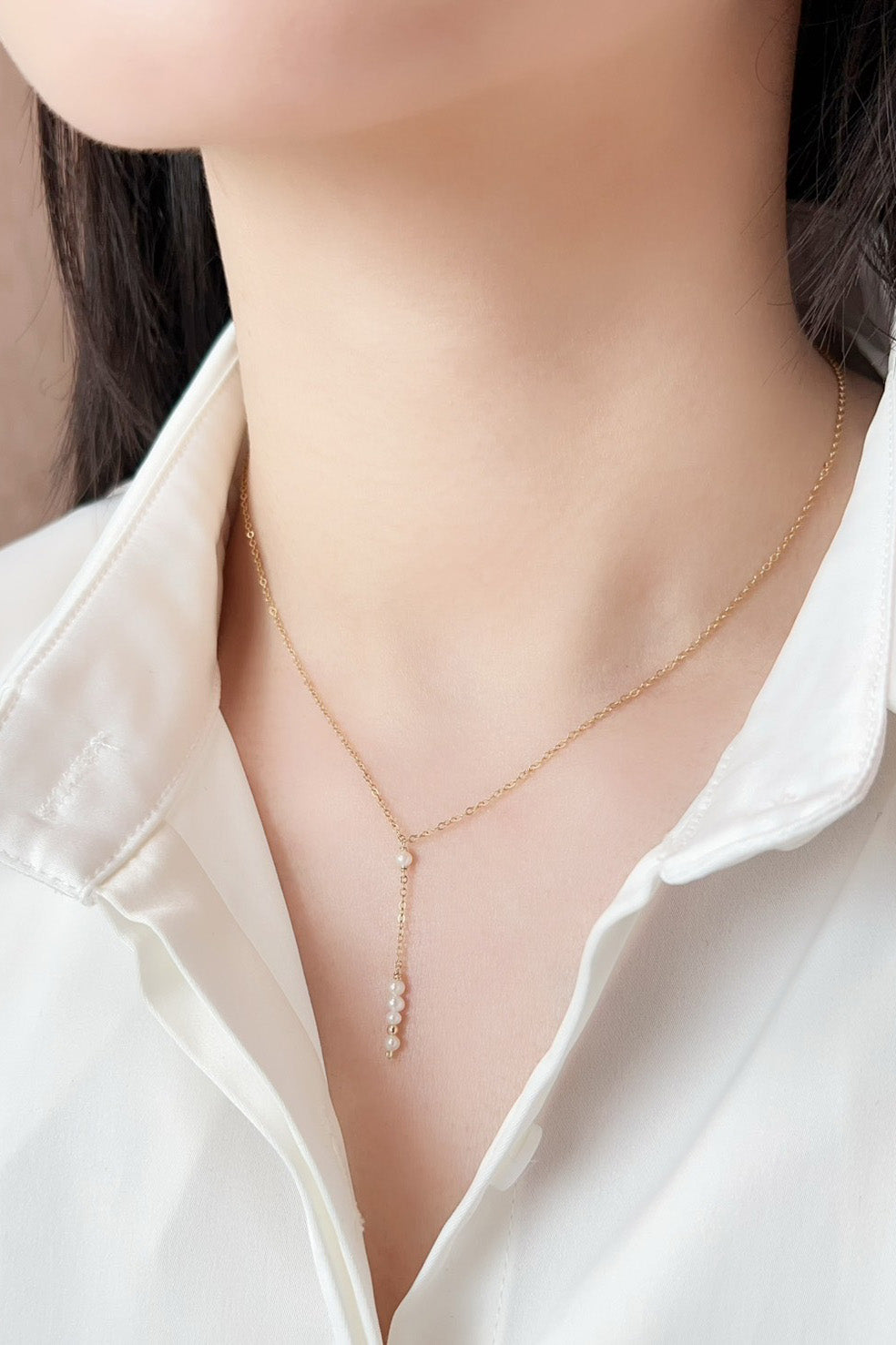 Collier long Théa - Perle de culture 希雅珍珠鎖骨細長鍊