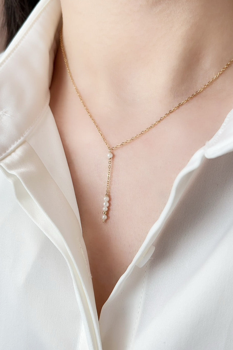 Collier long Théa - Perle de culture 希雅珍珠鎖骨細長鍊