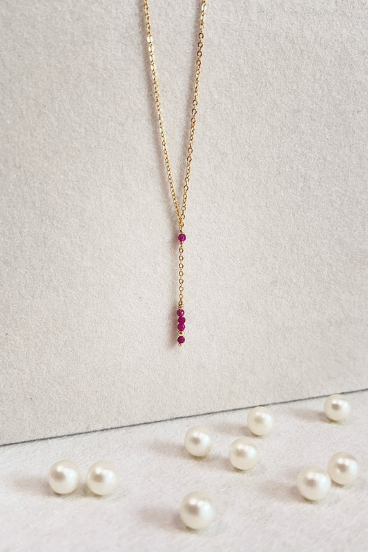 Collier long Théa - Rubis 希雅紅寶石鎖骨細長鍊