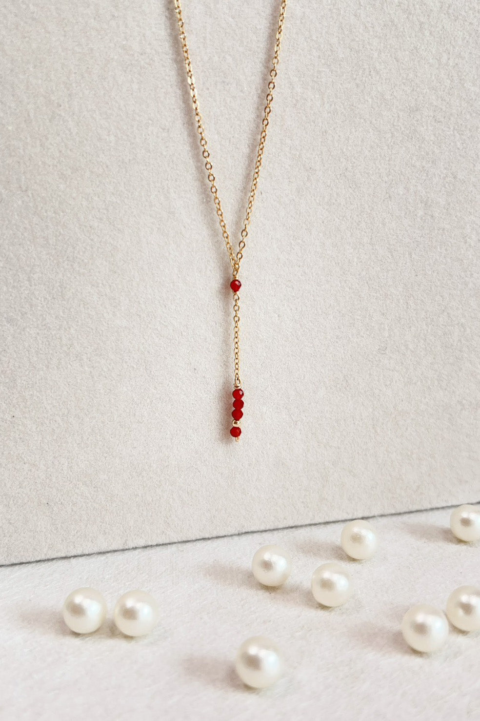 Collier long Théa - 希雅紅瑪瑙鎖骨細長鍊