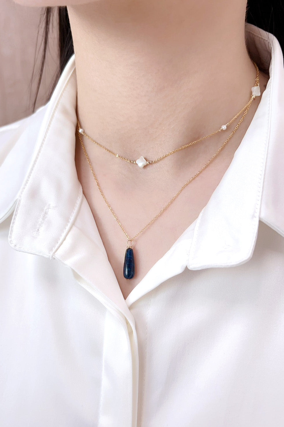 Pendentif Joumana - Azur 藍色磷灰石墜飾 (不含金鍊)