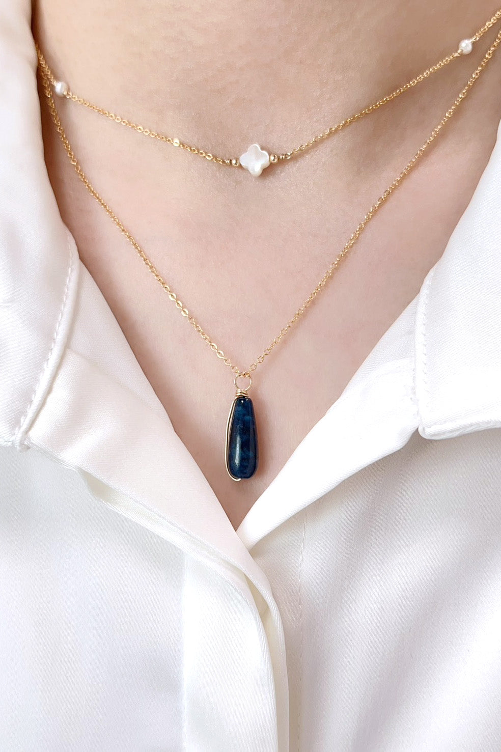 Pendentif Joumana - Azur 藍色磷灰石墜飾 (不含金鍊)