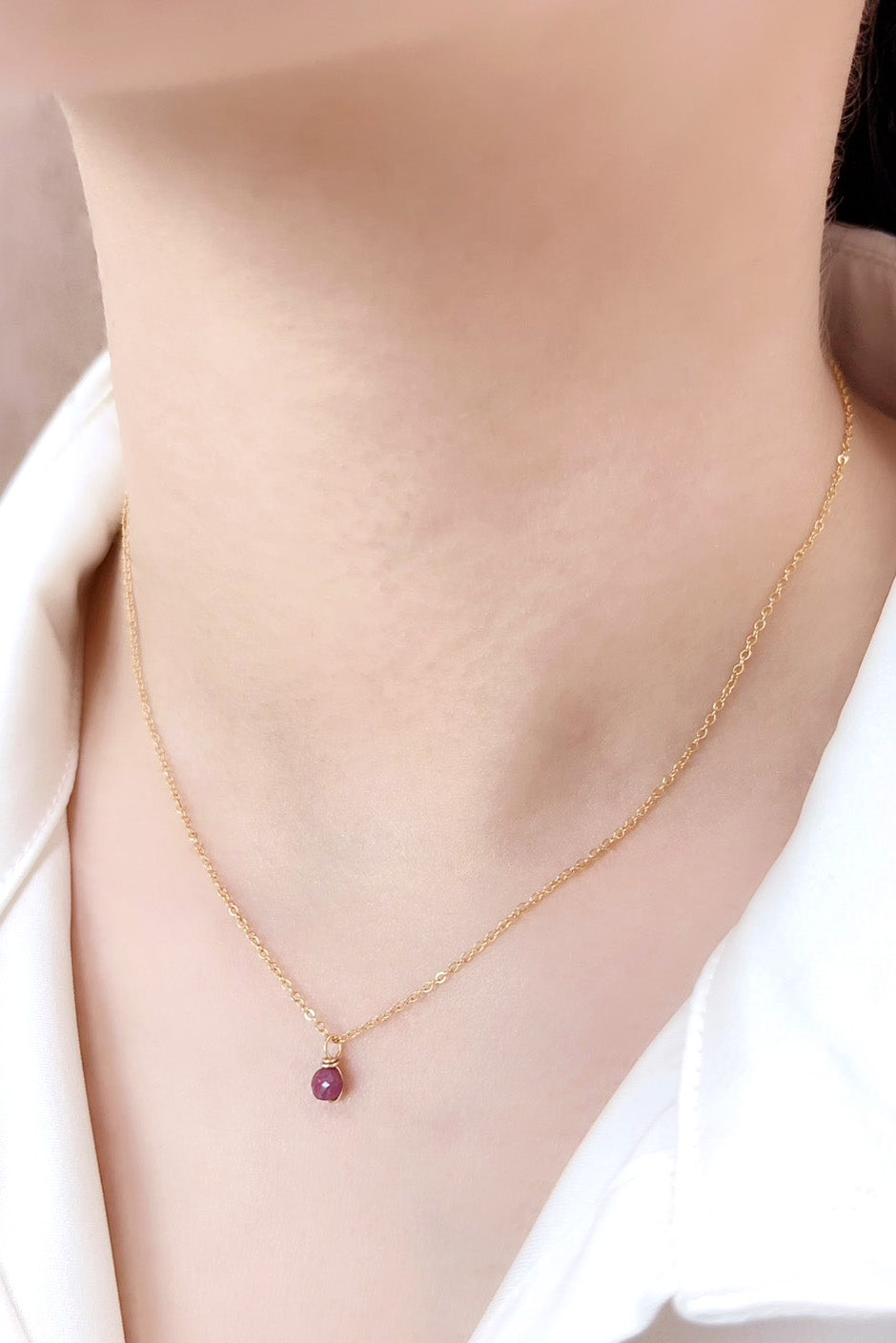 Mini pendentif Stella - Rubis 紅寶石墜飾 (不含金鍊)