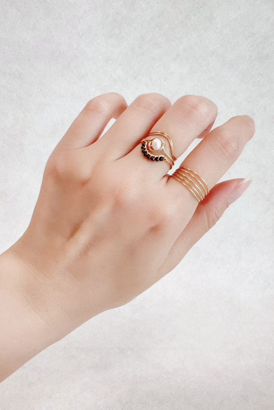 Bague Swan - perle de culture 小月亮珍珠戒指