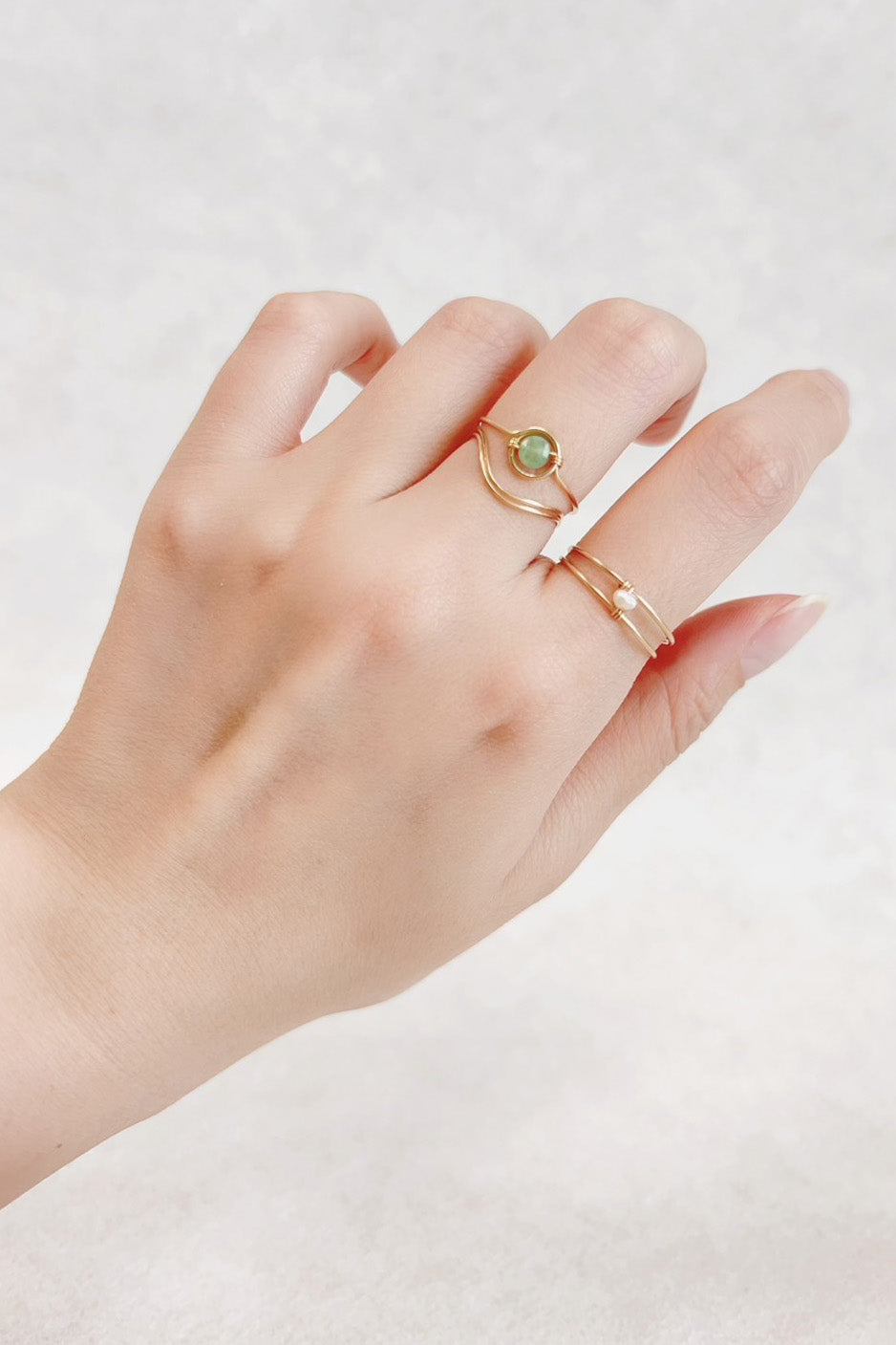 Bague Swan - aventurine 小月亮綠東陵戒指