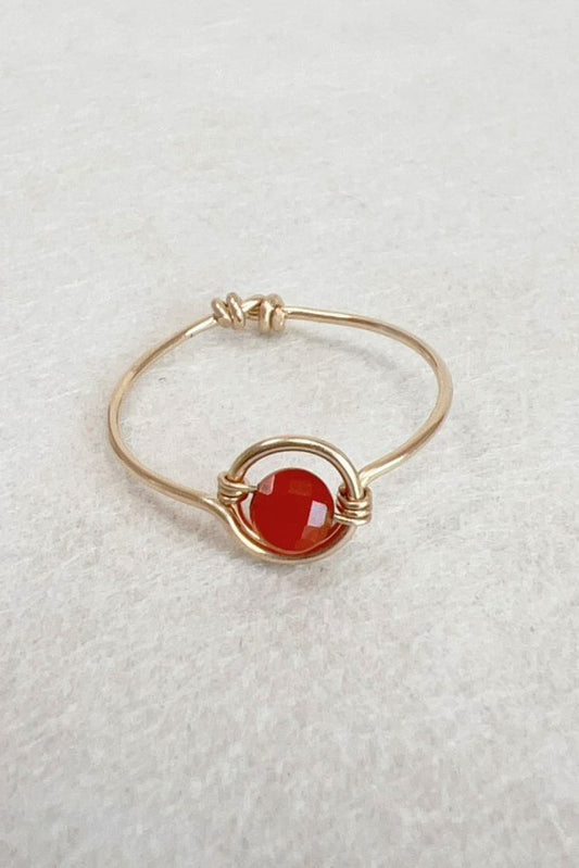Bague Swan - agate rouge 小月亮紅瑪瑙戒指